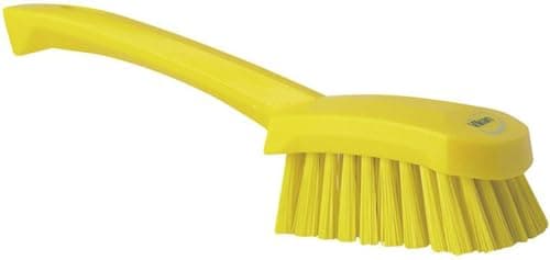 Image of Vikan 41927 Stiff Washing / Scrubbing Hand Brush, Short Handle, 270mm (Orange)