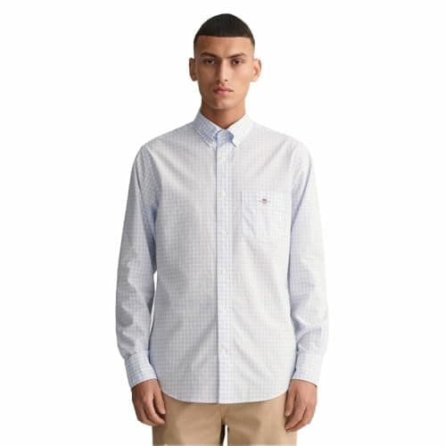 Image of GANT Mens Poplin Gingham Shirt Blue XXL