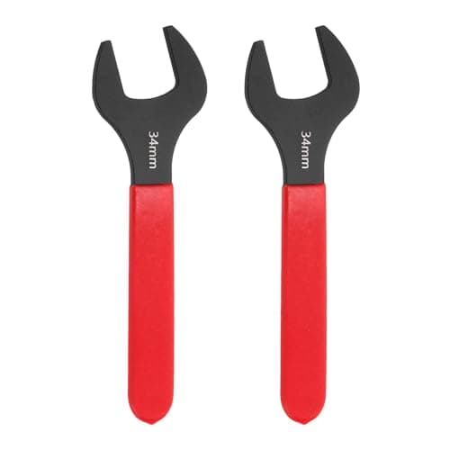 Image of sourcing map 2Pcs Super Thin Single Open End Wrench 34mm Metric Carbon Steel Slim Wrench 15 Degree Angle Open Ended Ultra Thin Mechanic Spanner with Plastic Handle for Tight Space, Red