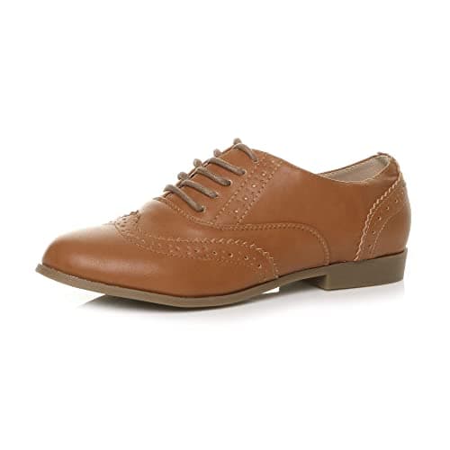 Image of AJVANI Flat Low Heel lace up smart Vintage Oxford Shoes Brogues Size 5 38