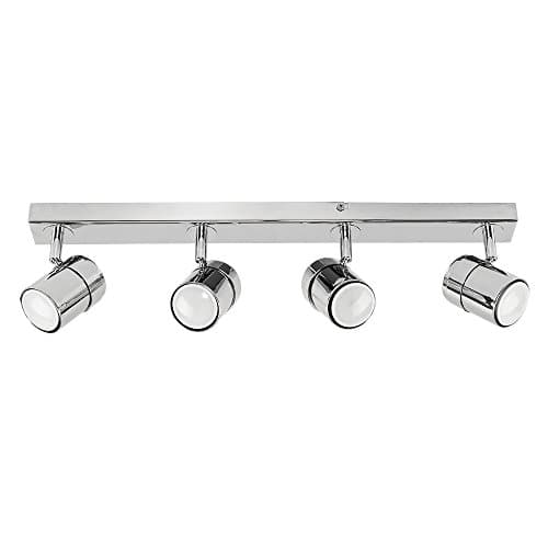 Image of MiniSun | Modern 4 Way Straight Bar Ceiling Spotlight Fitting in a Polished Chrome Finish | Ceiling Lights & Home Improvements Essential | Mains Wired