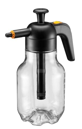 Image of Fiskars pressure sprayer, For water-based plant treatments, Adjustable spray pattern, Safety valve for pressure stability, 1.8 l, Black/Orange/Transparent, 1027379