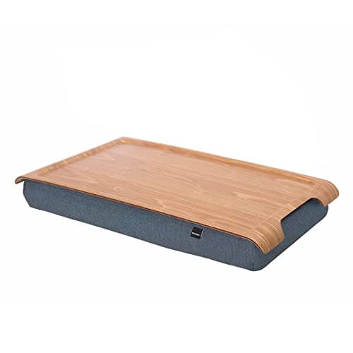 Image of Bosign. Laptray Laptray with Bean Bag Cushion for Laptop, Breakfast, Removable and Washable Cushion Cover, Natural Willow, Grey Cushion, Small - 43x23x6.5