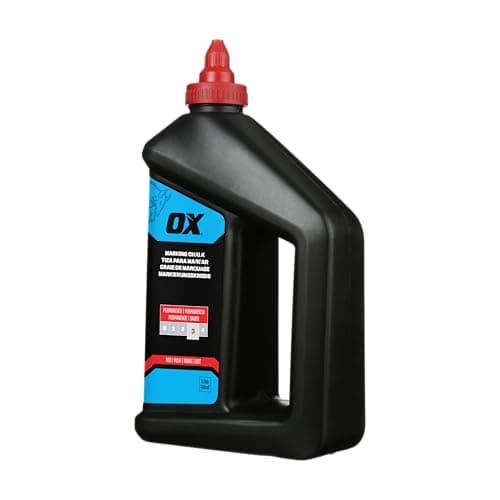 Image of OX Pro 40oz/1.1kg Permanent Red Marking Chalk - Permanence 3, Ideal for Weatherproof Markings lasting upto 1 month, General Construction Chalk Line Refill Powder for Chalk Reels