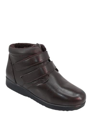 Image of Chums Ladies Leather Thermal Lined Touch Fasten Boot Wide Fit Fleece Lined Easy Touch Fastening Durable Outsole Brown 6 UK