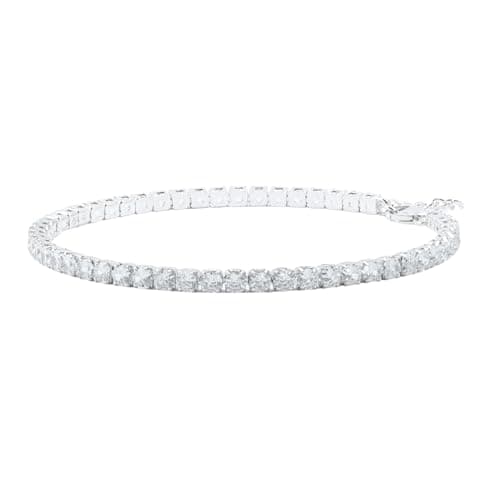 Image of Hatton Jewellery Tennis Bracelet, Sterling Silver Eternity Bracelet for Women. 2mm Round Cubic Zirconia. Gift boxed, perfect present for any occasion