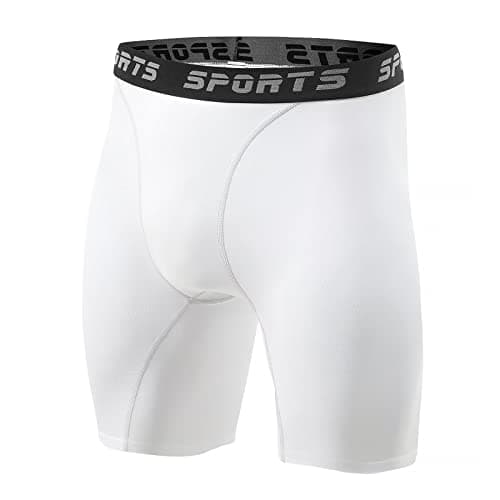 Image of Sillictor Compression Shorts Men Anti Chafing Running Underwear Men Gym Shorts Breathable Tight Mens Sports Boxers for Cycling Workout Football,Moisture Wicking Muscle Support 3325 White L