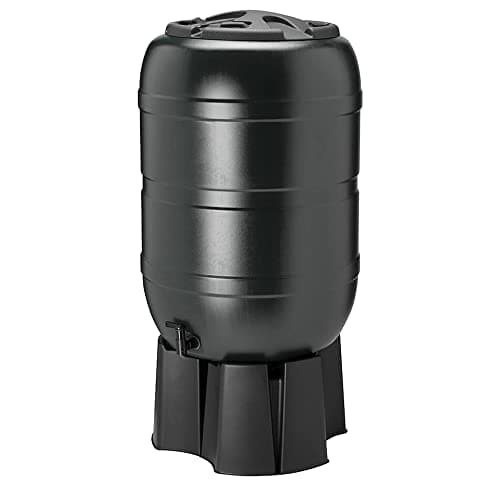 Image of Large Black 210 Litre Water Butt With Stand, Filler, Tap & Lockable Lid Outdoor Rain Water Collector