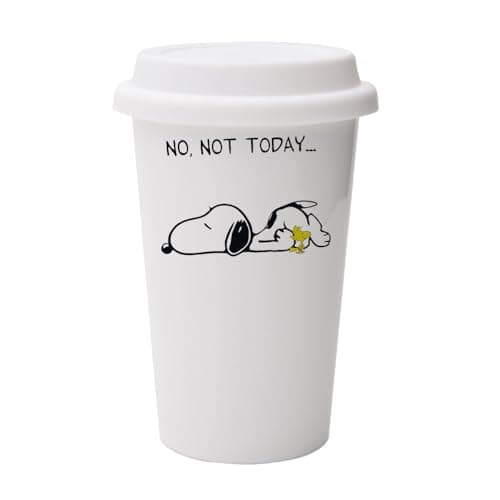 Image of Giftme No Not Today Dog Birthday, Christmas, Secret Santa Stocking Filler 10oz Dual Wall Eco Insulated White Ceramic Travel Mug with White Lid.