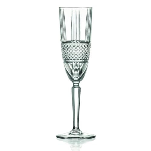 Image of RCR 26968020006 Brillante Champagne Flutes, 185 ml, Set of 6 Elegant Clear Crystal Prosecco Glasses, Dishwasher Safe, Perfect for Birthdays, New Homeowners, Weddings, Anniversary, Events & Occasions
