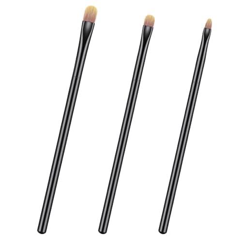 Image of 3PCS Flat Concealer Brush Small Black Premium Synthetic Makeup Brushes Under Eye, Travel Foundation Make up Brush Set Precise Coverage Dark Circles Face Contour Blending Brushes(3 Sizes)
