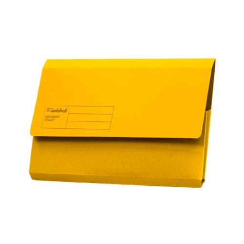 Image of Exacompta Guildhall Document Wallets, 285gsm, Foolscap - Yellow, Pack of 50