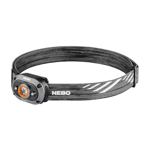 Image of NEBO MYCRO 450 Rechargeable Headlamp | 450 Lumens, 6 Light Modes, Water Resistant, Detachable Hat Clip, Super Bright Head Lamp for Camping & Hiking, Includes USB Charging Cable — Grey