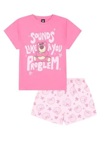 Image of Disney Womens Toy Story Lotso Bear Sounds Like A You Problem Short Pyjama Set Ladies PJs (10-12) Pink