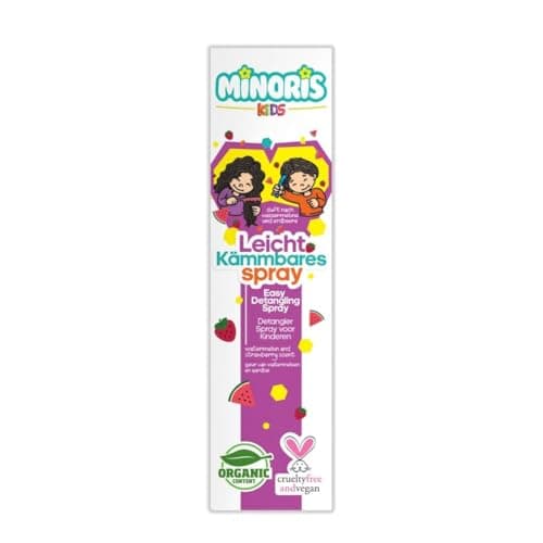 Image of Minoris Kids Easy Detangling Spray 200ml | Organic & Vegan Leave-In Conditioner with Calendula, Provitamin B5 & Natural Glycerin | Gentle Hair Care with Watermelon & Strawberry Scent