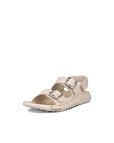 Image of ECCO Women's Cozmo Three Band Buckle Sandal, Limestone Nubuck, 5/5.5 UK