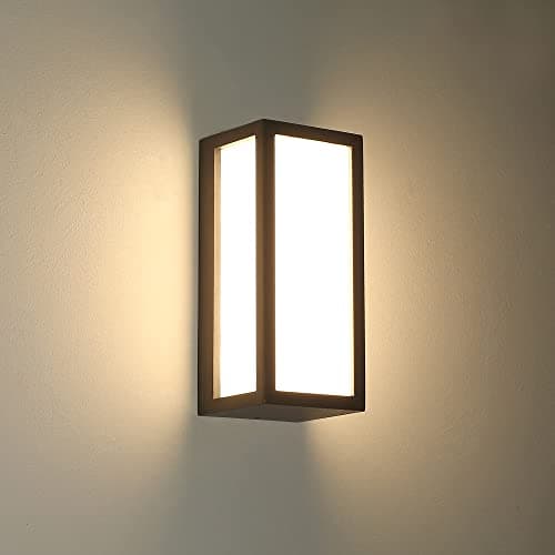 Image of HLFVLITE LED Outside Wall Light, Aluminum Outdoor Wall Lamp Exterior Wall Sconce, IP54 Waterproof, 870LM 3000K Warm White, Anthracite Gray