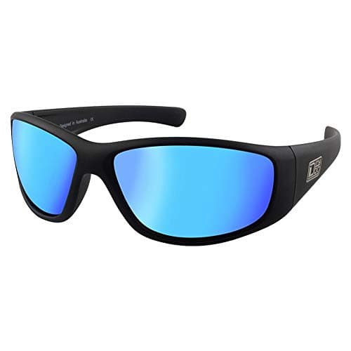 Image of Dirty Dog Polarised Matt Black Wolf Sunglasses Ice Blue Mirror 53514