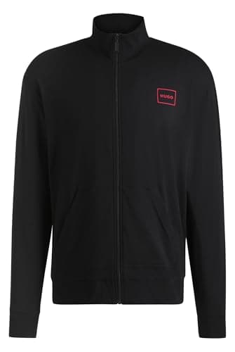 Image of HUGO Mens Laze Zip Jacket Relaxed-fit stretch cotton jacket