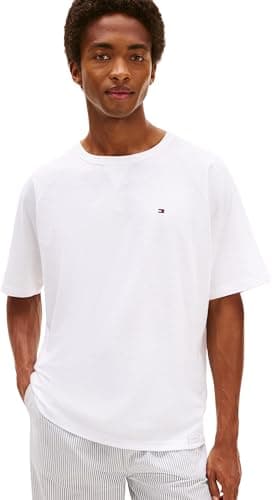Image of Tommy Hilfiger Men’s Short Sleeve Cotton T-Shirt, White (Th Optic White 000001), XS