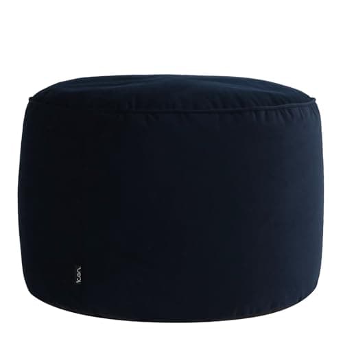 Image of icon Milano Velvet Bean Bag Pouffe, Midnight Blue, Large Pouffe Footstool with Filling Included, Footrest, Bedroom, Living Room, Living Room Furniture