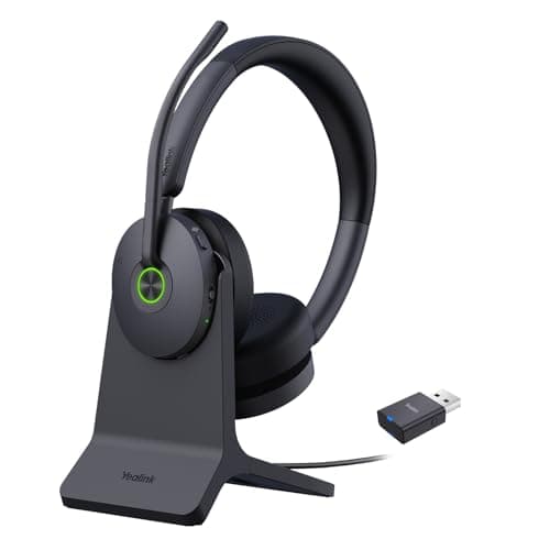 Image of Yealink WH68 Wireless Headset with Charging Stand, On-ear Headset with ANC Noise Canceling, Bluetooth & DECT Headset for PC/Phone, 492ft Range, 32H Talk Time, Office Headset for Teams/Zoom/Work