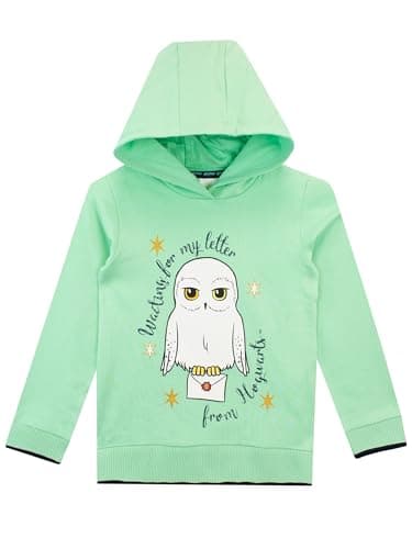 Image of Harry Potter Hoodie | Hedwig Girls' Hoodies | Cotton Kids Hoody | Hogwarts Jumper Green 11-12 Years