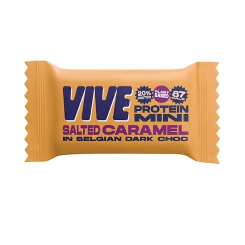 Image of Vive Dark Chocolate Coated Salted Caramel Flavour Protein Bites - Vegan - High Fibre Protein Mini Bars - Pack of 6