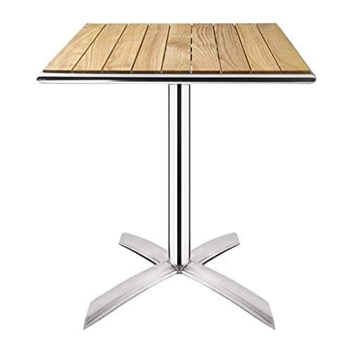 Image of Bolero Bistro Dining Flip Top Square Table in Ash Wood - Indoor Outdoor Patio Bar Café Restaurant Furniture - 730x600x600mm