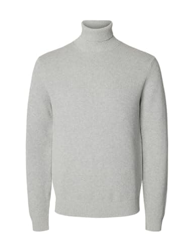 Image of SELECTED FEMME Slhdane LS Knit Structure Roll Neck Noos, Light Grey Mix, S