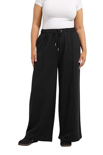 Image of Yours Curve Wide Leg Joggers - Women's - Plus Size Curve Black