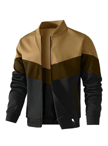 Image of HYPESTFIT Men's Lightweight Bomber Jacket Color Block Varsity Coat Casual Jacket