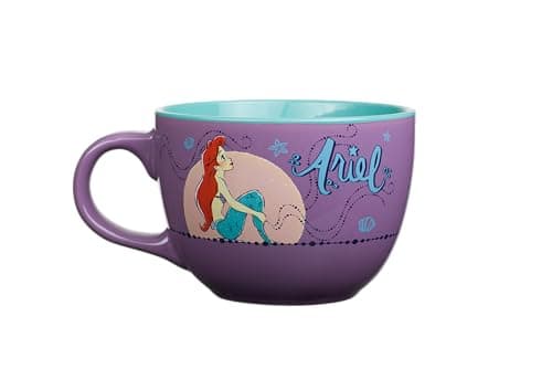 Image of Silver Buffalo DP114633 Disney's Little Mermaid Princess Ariel Moonlight Ceramic Soup Mug, 24 oz, Multicolor
