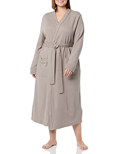Image of Amazon Essentials Women's Lightweight Waffle Full-Length Robe (Available in Plus Size), Smokey Grey, XXL