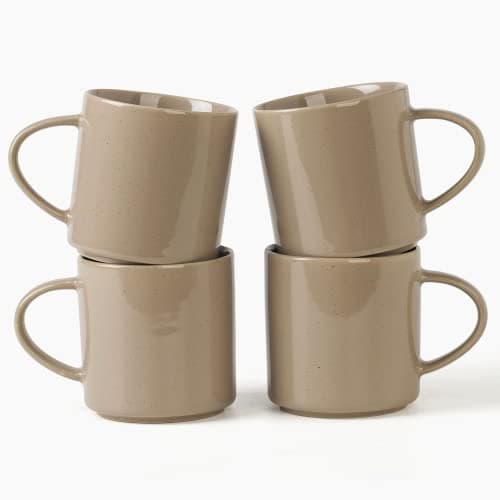 Image of Richmount Nebula Coffee Mugs Set of 4, 12oz/340ml Stoneware Tea Cups with Large Handle for Latte/Cappuccino/Milk/Cocoa/Tea, Microwave & Dishwasher Safe, Cinnamon Brown