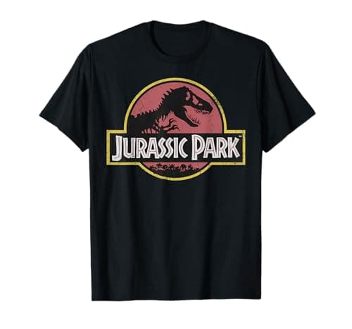 Image of Jurassic Park Original Fossil Distressed Faded Logo T-Shirt