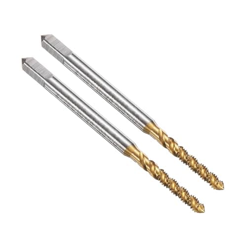 Image of sourcing map 2pcs Spiral Flute Thread Taps 2-56 UNC 2B Machine Threading Tap Bit, Titanium Coated Screw Tapping Repair Tool, M2 High-Speed Steel (HSS)