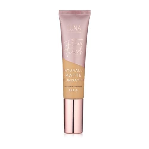 Image of LUNA Matte Foundation in BEIGE Shade - Contains Vitamin E and SPF15 - Oil-Free Face Foundations with Golden, Olive Undertone - Suitable for Oily and Sensitive Skin