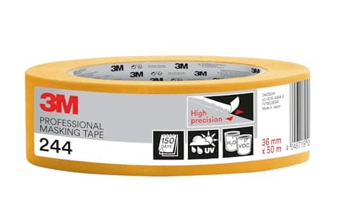 Image of 3M Professional Masking Tape 244, High Precision, Painters Tape - 1 Roll 36 mm x 50 m - Universal Surfaces, UV and Water Resistant, For Indoor & Outdoor