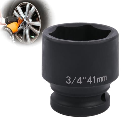 Image of Deep 6-Point Impact Socket 3/4" Drive 41mm,Chrome Molybdenum Steel, Anti-Rust Metric Hex Socket for Car Repairs and Impact Wrench
