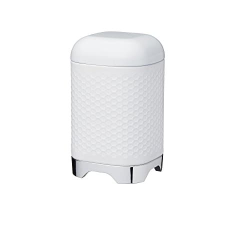 Image of KitchenCraft Lovello Textured Food Storage Container with Geometric Hexagon Pattern, 11 x 11 x 19 cm (4.5" x 4.5" x 7.5") - Ice White