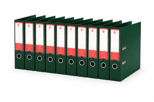 Image of 5 Star Office A4 Lever Arch Files (10 Pack) – 70mm Spine, Green Polypropylene Ring Binders with Reinforced Edge, Spine Label & Finger Pull – Heavy Duty Filing Storage