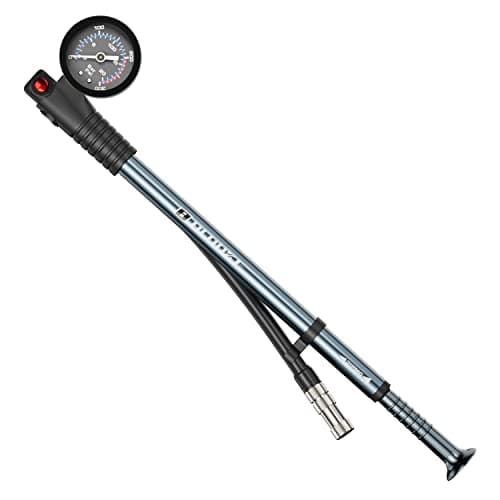 Image of Diyife Shock Bike Pump, [300 PSI] High Pressure Front Fork Pump with Gauge, [Fit Presta Schrader] Air Release Button, Portable Bike Suspension Pump Mini Pump for Bicycle, Shock Absorber, MTB(Titanium)