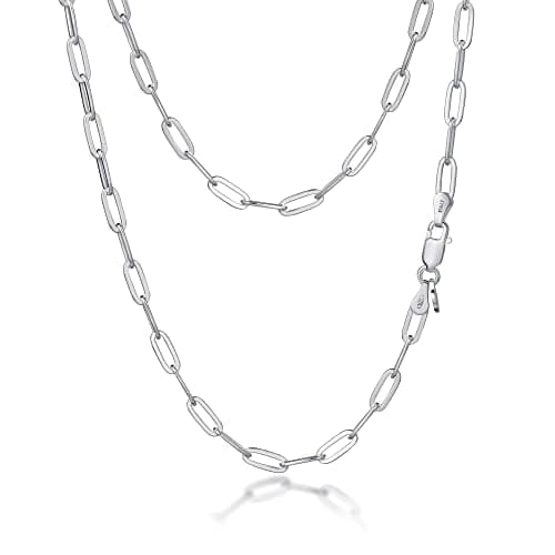 Image of Amberta Women's 925 Sterling Silver Paperclip Chain: 3.6 mm 40 cm/16 inch