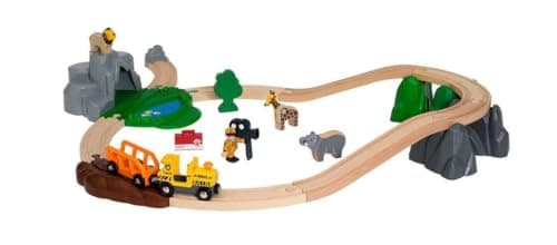 Image of BRIO World Safari Adventure Train Set for Kids Age 3 Years Up - Wooden Railway Expansions and Accessories