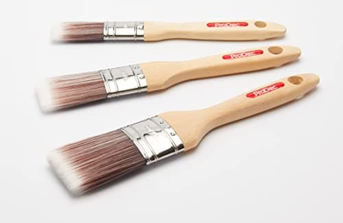 Image of ProDec 3 piece Premier Oval Trade Professional Synthetic Brush Set Ideal for Painting Skirting Board, Architrave and Other Curved or Moulded Surfaces, Contains 1, 1.5, 2 inch Brushes