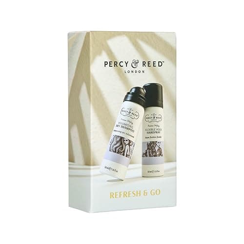 Image of Percy & Reed Refresh & Go Kit 2 x 50ml, Volumising Dry Shampoo and Flexible Hold Hairspray, Mini Dry Shampoo, Hair Spray with Heat Protection, Travel Sized Duo, Brushable Finish