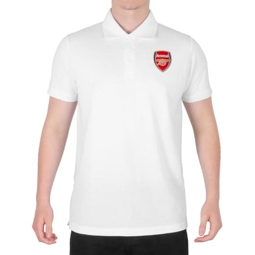 Image of Arsenal FC Official Football Gift Mens Crest Polo Shirt White Large