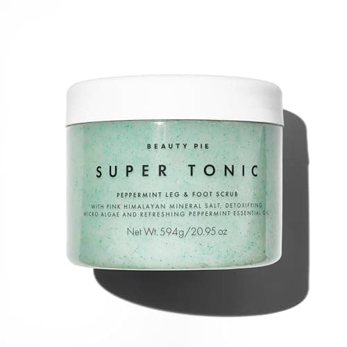 Image of Beauty Pie Super Tonic Peppermint Leg & Foot Scrub – Cooling Exfoliating Salt Scrub with Peppermint & Vitamins – Smoothing Polish for Legs, Heels & Feet – Refreshing Spa-Style Body Care