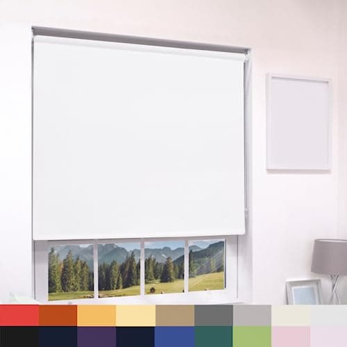 Image of Deluxe Daylight Roller Blinds Light Filtering Premium Fabric Easy Fit Metal Brackets Bedroom Living Room Office Child Safe Trimmable White 60cm Width x 160cm Drop